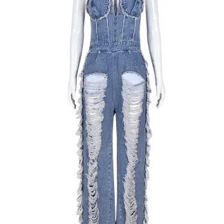 Hollow Out Tassel Overalls